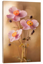 Wood print Pink Anemones