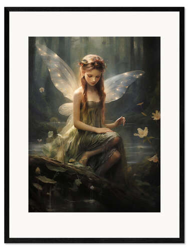 Ingelijste kunstdruk Fairy in the Magic Forest