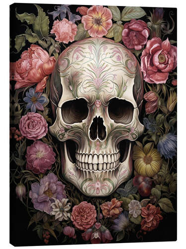 Canvas print Flowers Skull Portrait