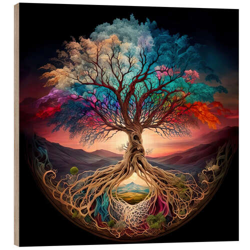 Wood print Magical Tree of Life