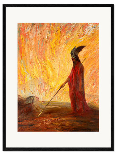 Impression artistique encadrée Wotan's Farewell and Magic Fire, Hermann Hendrich