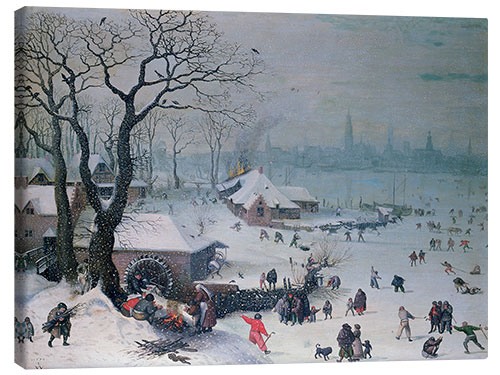 Canvas print Winter Landscape near Antwerp, Lucas van Valckenborch