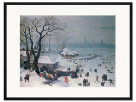 Gerahmter Kunstdruck Winterlandschaft bei Antwerpen, Lucas van Valckenborch