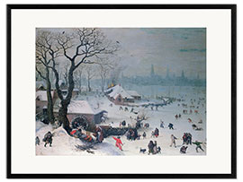 Gerahmter Kunstdruck Winterlandschaft bei Antwerpen, Lucas van Valckenborch