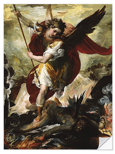 Selvklæbende plakat Saint Michael Vanquishing Satan, Francesco Maffei