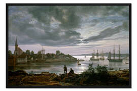 Gerahmter Kunstdruck Larvik bei Mondschein