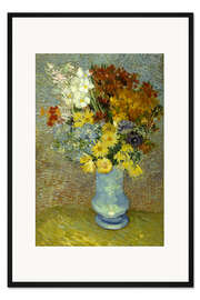 Gerahmter Kunstdruck Blumen in einer Bleuen Vase