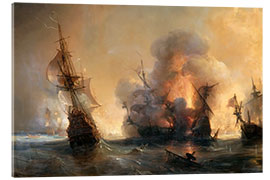 Stampa su vetro acrilico The Naval Battle of Lagos, Théodore Gudin