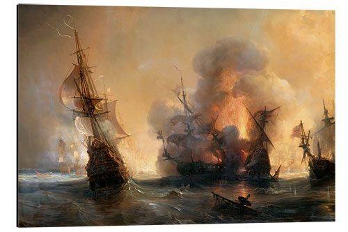 Tableau en aluminium The Naval Battle of Lagos, Théodore Gudin