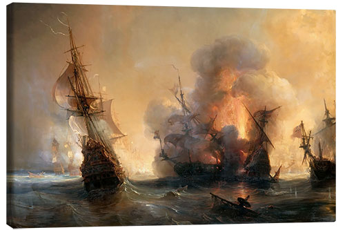 Canvas print The Naval Battle of Lagos, Théodore Gudin