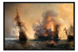 Gerahmter Kunstdruck Die Seeschlacht von Lagos, Théodore Gudin