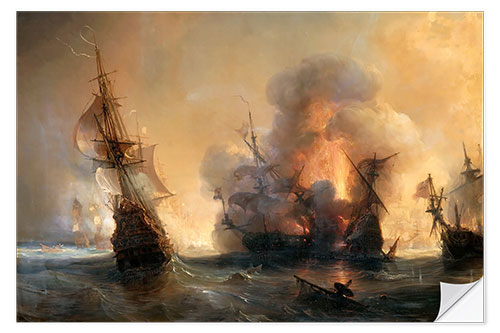 Selvklebende plakat The Naval Battle of Lagos, Théodore Gudin