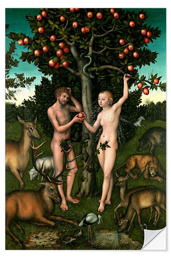 Sticker mural Adam and Eve