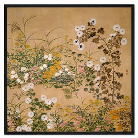 Gerahmter Kunstdruck Blühende Pflanzen im Herbst