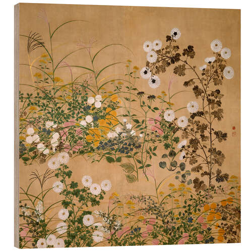 Wood print Flowering Plants in Autumn