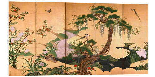 Tableau en PVC Birds and Flowers of Spring and Summer, Kano Eino