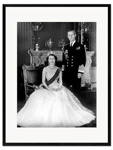 Gerahmter Kunstdruck Königin Elizabeth II. und Duke of Edinburgh, 1953