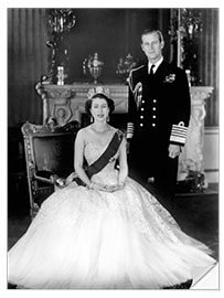 Selvklebende plakat Queen Elizabeth II and Duke of Edinburgh, 1953