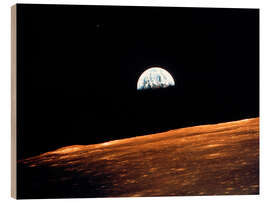 Wood print View of Earth from Apollo 10 orbiting the Moon, 1969