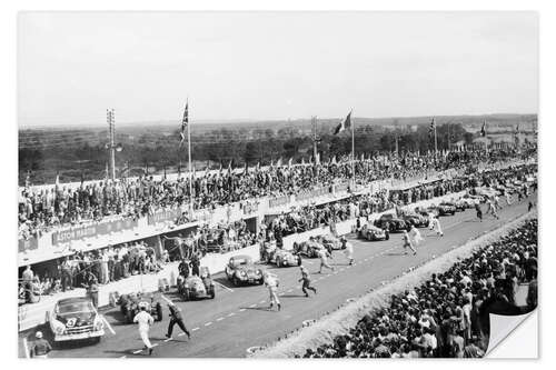 Selvklæbende plakat Start of the Le Mans Race, France, 1950