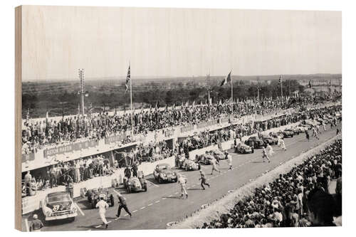 Wood print Start of the Le Mans Race, France, 1950