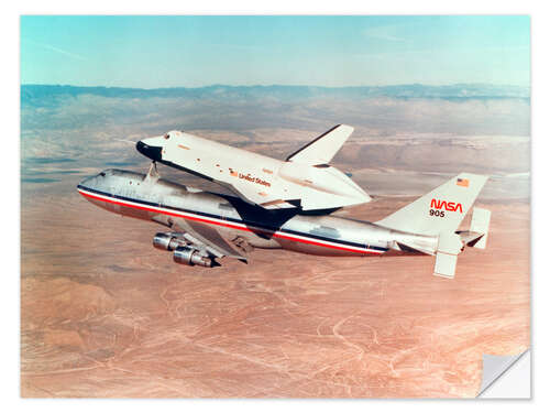 Wandsticker Space Shuttle Orbiter auf einem Boeing 747 Trägerflugzeug, 1977