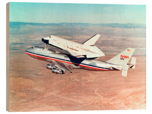 Quadro de madeira Space Shuttle Orbiter on a Boeing 747 carrier aircraft, 1977