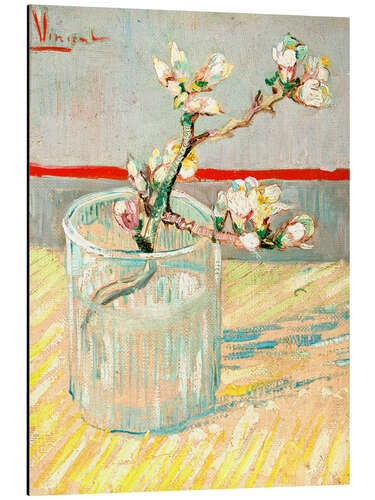 Print på aluminium Sprig of Flowering Almond Blossom in a Glass, 1888
