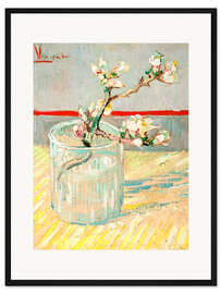 Gerahmter Kunstdruck Zweig einer blühenden Mandelblüte in einem Glas, 1888