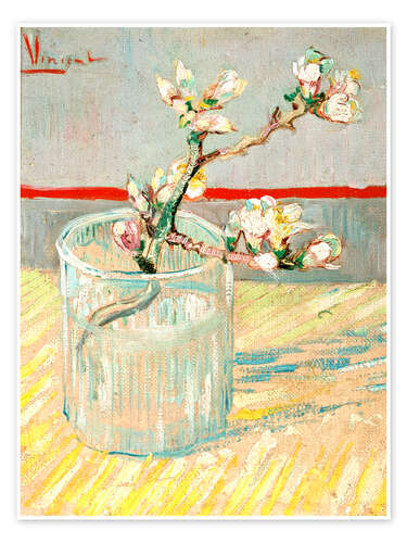 Poster Zweig einer blühenden Mandelblüte in einem Glas, 1888