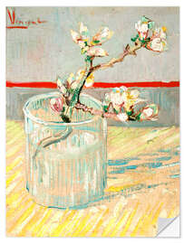Muursticker Sprig of Flowering Almond Blossom in a Glass, 1888