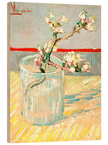 Wood print Sprig of Flowering Almond Blossom in a Glass, 1888
