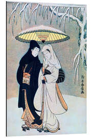 Cuadro de aluminio Young Lovers Walking in a Snowstorm, Suzuki Harunobu