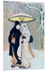 Foam board print Young Lovers Walking in a Snowstorm, Suzuki Harunobu