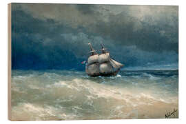 Wood print Stormy Sea