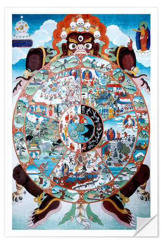 Selvklebende plakat The Wheel of Life, Tibet