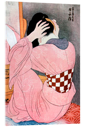 Acrylglasbild Ein Mädchen kämmt die Haare, Ito Shinsui, 1921