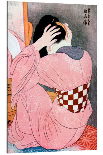 Alubild Ein Mädchen kämmt die Haare, Ito Shinsui, 1921