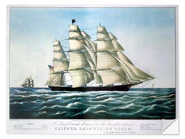 Selvklebende plakat Clipper Ship "Flying Cloud", E. Brown Jr.