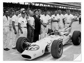 Selvklebende plakat AJ Foyt in Lotus-Ford, Indianapolis 500, 1965