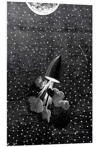 Hartschaumbild Jules Verne, Um den Mond herum, 1865