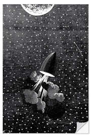 Wall sticker Jules Verne, Around the Moon, 1865