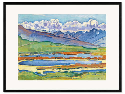 Ingelijste kunstdruk Etang Long Crans-Montana, 1915