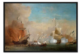 Gerahmter Kunstdruck Piraten greifen die Britische Marine an, Willem van de Velde der Jüngere