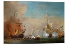 Stampa su PVC Pirates Attacking a British Navy Ship, Willem van de Velde the Younger