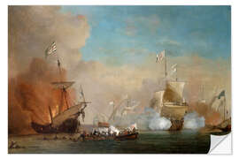 Sticker mural Pirates Attacking a British Navy Ship, Willem van de Velde the Younger