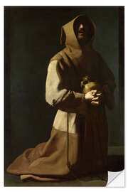 Selvklebende plakat Saint Francis in Meditation, Francisco de Zurbarán