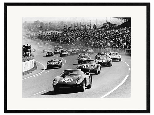 Kehystetty taidepainatus Start of the Le Mans 24 Hours, France, 1964