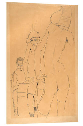 Gallery Print Schiele mit Aktmodell vor dem Spiegel, 1910