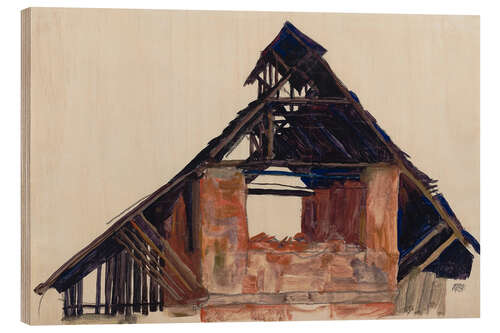 Wood print Old Gable, Egon Schiele